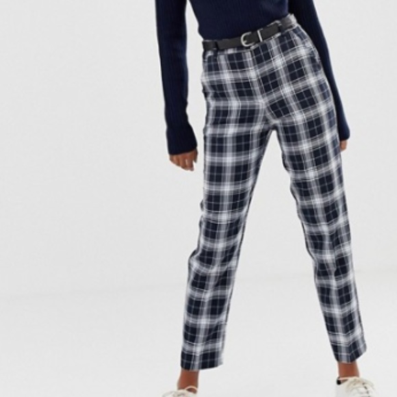 ASOS Pants - NWT ASOS ultimate slim cigarette pants BLUE PLAID